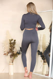 Beige Ribbed Tracksuit Two Piece Set With Half Zip Detail Gym Loungewear For Women M/L - Dropwear