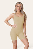 Chocolate Ribbed Yoga Sports Sleeveless Bodycon Bump RuchedÂ Playsuit For Women M/L - Dropwear