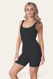 Beige Ribbed Yoga Sports Sleeveless Bodycon Bump RuchedÂ Playsuit For Women M/L - Dropwear