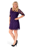 Coral Lace Lined 3/4 Knee Length Dress For Women 26-28 - Dropwear