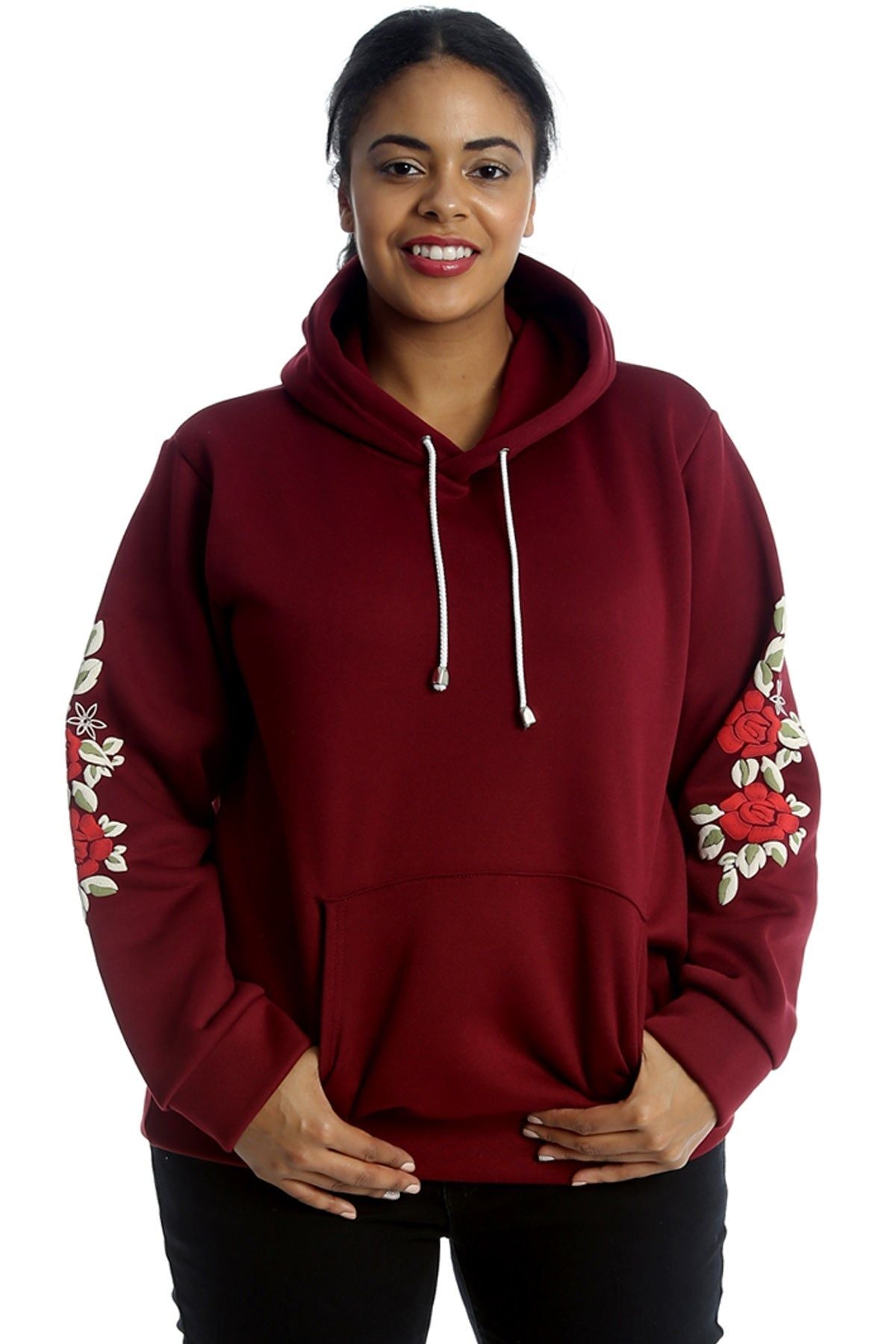 Light Grey Embroidered Pouch Pocket Sweatshirt For Women 16-18 - Dropwear
