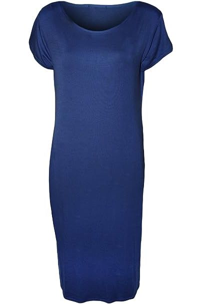 Plain Short Sleeve Jersey Midi Dress For Women  - Dropwear