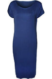 Plain Short Sleeve Jersey Midi Dress For Women  - Dropwear