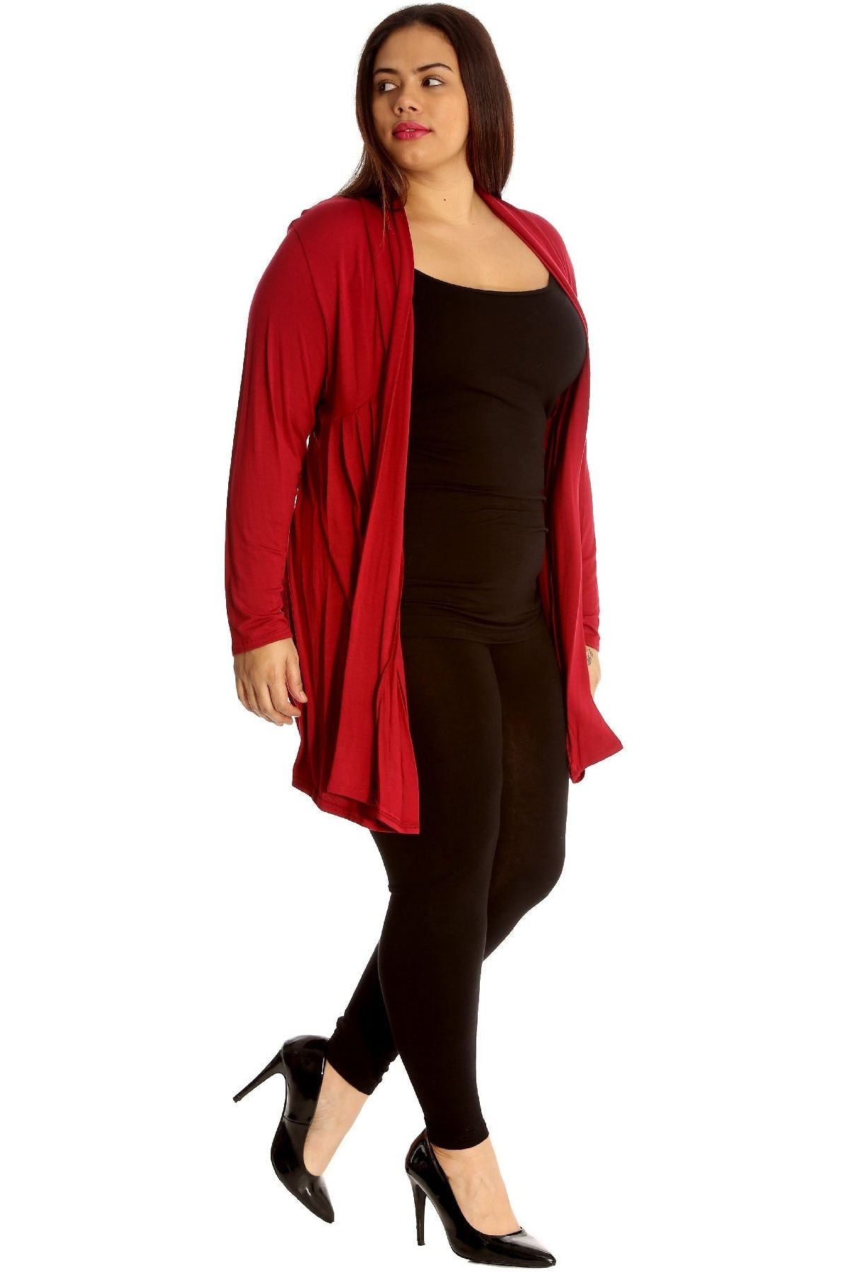 Plus Size Lace Back Open Pleated Cardigan For Women  - Dropwear
