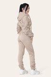 Black Ruched Sleeves Cropped Hoodie and Jogger Loungewear Set For Women 6 - Dropwear