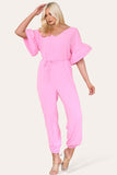 Ruffle Sleeves Frill Tie Jumpsuit For Women  - Dropwear