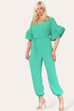 Beige Ruffle Sleeves Frill Tie Jumpsuit For Women ONESIZE UK FIT (UP TO 16) - Dropwear