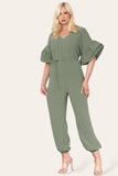 Ruffle Sleeves Frill Tie Jumpsuit For Women  - Dropwear