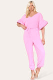 Ruffle Sleeves Frill Tie Jumpsuit For Women  - Dropwear