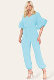 Ruffle Sleeves Frill Tie Jumpsuit For Women  - Dropwear