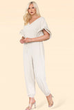 Sage Green Ruffle Sleeves Frill Tie Jumpsuit For Women ONESIZE UK FIT (UP TO 16) - Dropwear