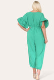 Candy Pink Ruffle Sleeves Frill Tie Jumpsuit For Women ONESIZE UK FIT (UP TO 16) - Dropwear