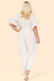 Orange Ruffle Sleeves Frill Tie Jumpsuit For Women ONESIZE UK FIT (UP TO 16) - Dropwear