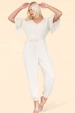 Jade Green Ruffle Sleeves Frill Tie Jumpsuit For Women ONESIZE UK FIT (UP TO 16) - Dropwear