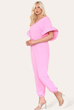 Ruffle Sleeves Frill Tie Jumpsuit For Women  - Dropwear