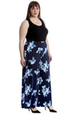 Black Purple Plus Size Floral Print Palazzo Trouser For Women 24-26 - Dropwear