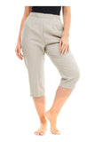 Black Ladies 3/4 Elasticated Trouser Shorts For Women 12 - Dropwear