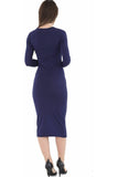 Coral Plus Size Bodycon Stretch Plain Midi Dress For Women 20-22 - Dropwear