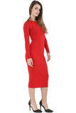 Cream Plus Size Bodycon Stretch Plain Midi Dress For Women 20-22 - Dropwear