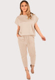 Silver Boxy Short Sleeved Round Neck Two Piece Loungewear Tracksuit For Women 8-10 - Dropwear