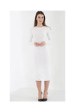 Red Plus Size Bodycon Stretch Plain Midi Dress For Women 20-22 - Dropwear