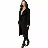 Dark Grey Plus Size Long Belt Pocket Open Coat For Women 16-22 - Dropwear