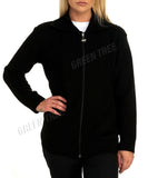 Black Knit Collar Long Sleeve Zip Cardigan For Women 12-14 - Dropwear