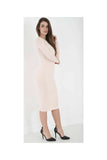 Purple Bodycon Stretch Plain Midi Dress For Women 12-14 - Dropwear