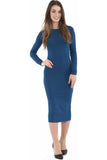 Turquoise Plus Size Bodycon Stretch Plain Midi Dress For Women 20-22 - Dropwear