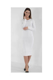Wine Bodycon Stretch Plain Midi Dress For Women 12-14 - Dropwear