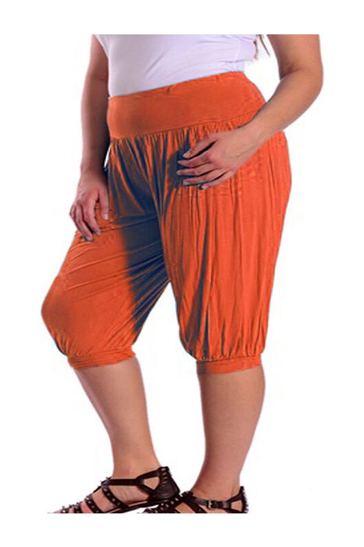 Cerise Plus Size Cropped Harem Trousers For Women 16-18 - Dropwear