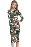 Camouflage Plus Size Bodycon Camouflage Print Midi Dress For Women 16-18 - Dropwear