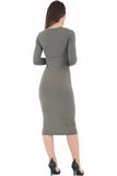 Mint Plus Size Bodycon Stretch Plain Midi Dress For Women 16-18 - Dropwear