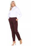 Wine Half Elasticated Pocket Trouser - Wine Color For Women 8 - Dropwear