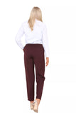 Wine Half Elasticated Pocket Trouser - Wine Color For Women 10 - Dropwear