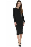 Black Bodycon Stretch Plain Midi Dress For Women 8-10 - Dropwear