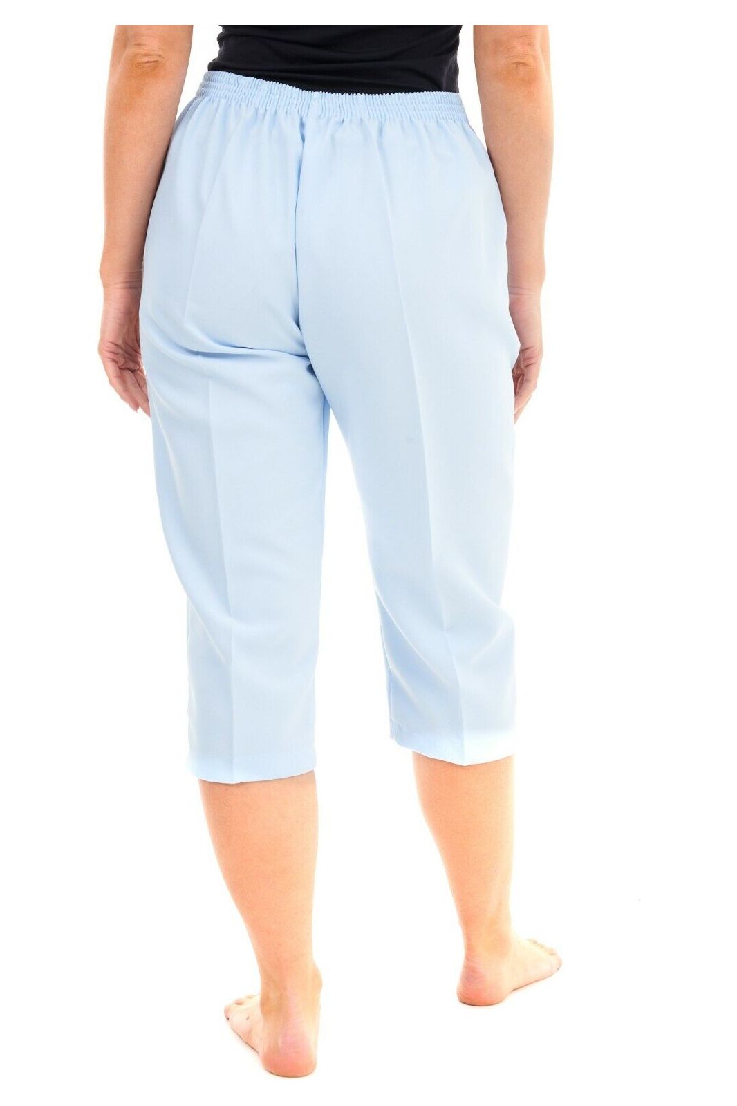 Light Blue Ladies 3/4 Elasticated Trouser Shorts For Women 24 - Dropwear