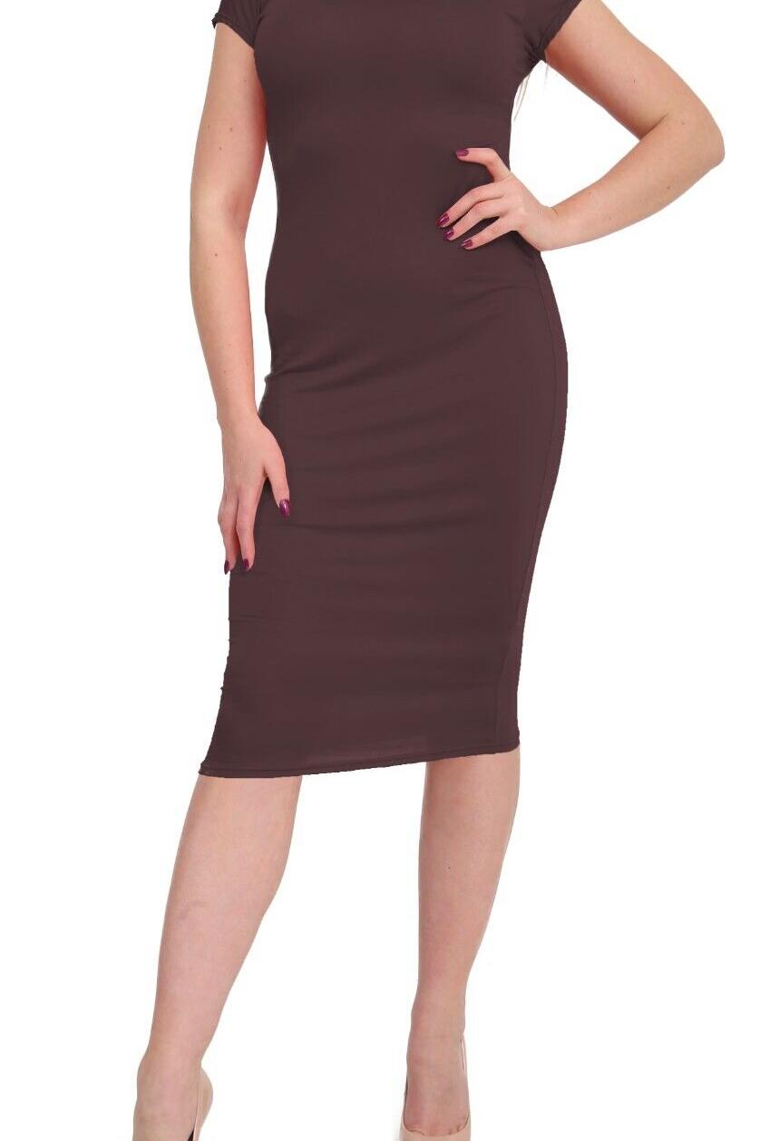 Pink Plus Size Plain Cap Sleeve Stretch Jersey Midi Dress For Women 20-22 - Dropwear