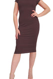 Pink Plus Size Plain Cap Sleeve Stretch Jersey Midi Dress For Women 20-22 - Dropwear