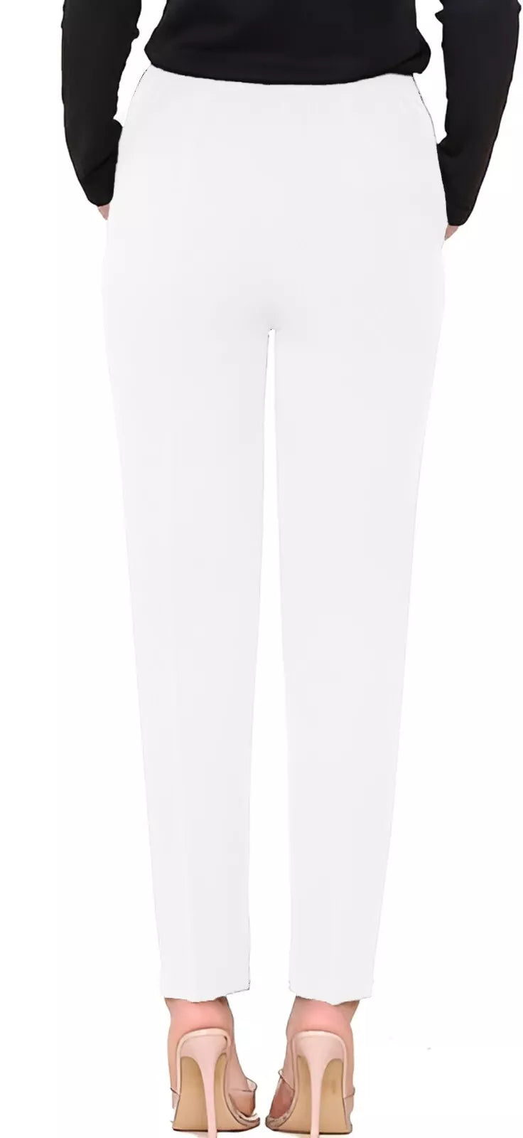 Blue Half Elasticated Pocket Trouser - Blue, Taupe, White For Women 12 - Dropwear
