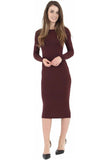 Bodycon Stretch Plain Midi Dress For Women  - Dropwear