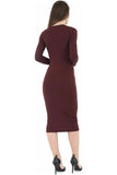 Royal Blue Plus Size Bodycon Stretch Plain Midi Dress For Women 24-26 - Dropwear