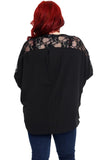 Cream Floral Lace Batwing Crepe Top For Women 12-14 - Dropwear