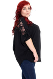 Red Floral Lace Batwing Crepe Top For Women 12-14 - Dropwear
