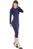 Plus Size Bodycon Stretch Plain Midi Dress For Women  - Dropwear