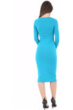 Bodycon Stretch Plain Midi Dress For Women  - Dropwear