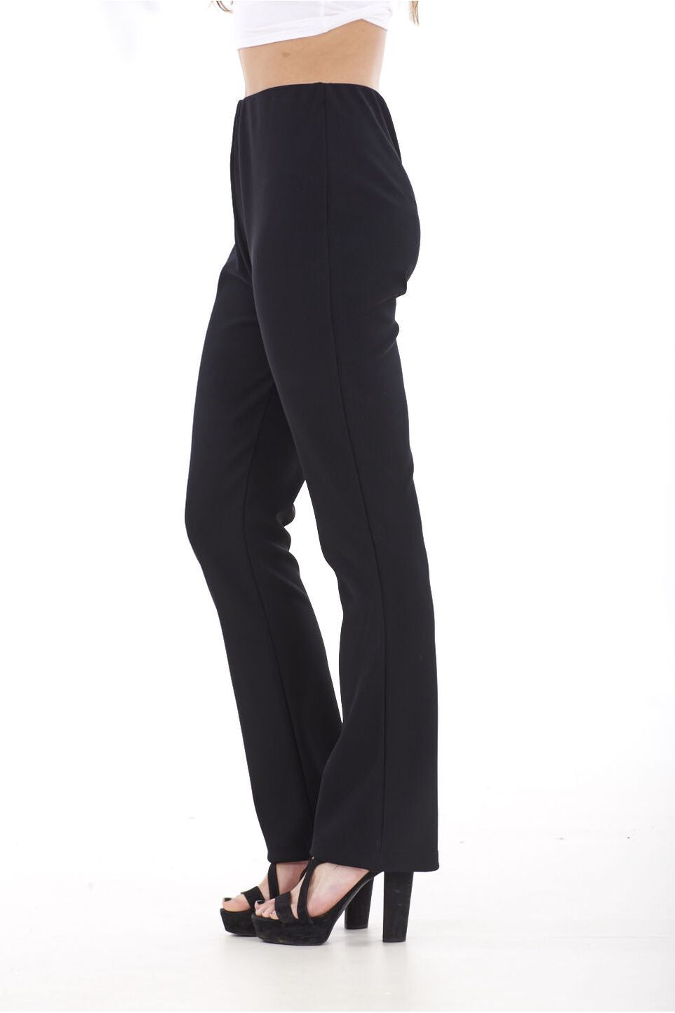 Black Plus Size Bootleg Ribbed Trouser For Women 16 - Dropwear
