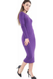 Navy Plus Size Bodycon Stretch Plain Midi Dress For Women 20-22 - Dropwear