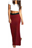Coral Plus Size Pencil Long Maxi Skirt Elasticated Waist For Women 24-26 - Dropwear