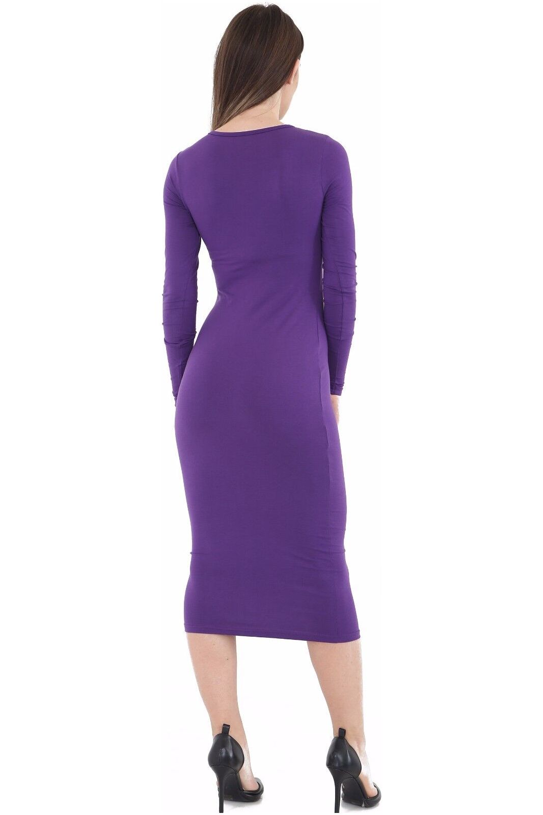 Nude Plus Size Bodycon Stretch Plain Midi Dress For Women 20-22 - Dropwear